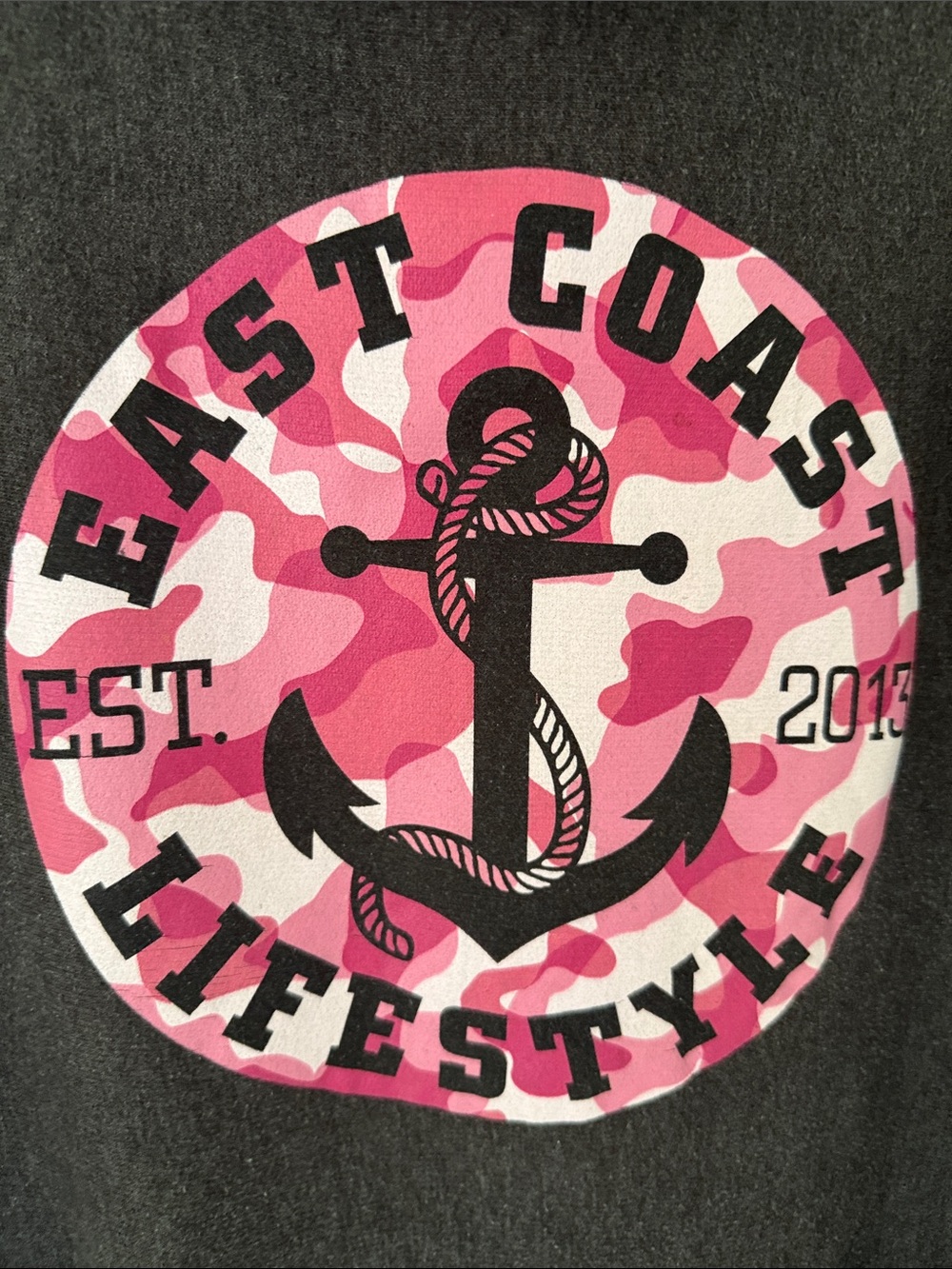 East Coast Lifestyle Pink Camo Anchor Hoodie Women’s M/M Unisex Fit - Picture 4 of 6